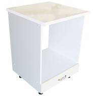 Corp pentru cuptor incorporabil cu sertar Zebra, Alb/MDF Vanilie lucios, cu blat Travertin, 60 x 85 x 60 cm Corp pentru cuptor incorporabil cu sertar Zebra, Alb/MDF Vanilie lucios, cu blat Travertin, 60 x 85 x 60 cm